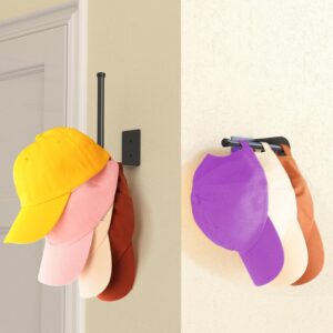 2-Pack Baseball Cap Hat Racks – Stainless Steel Hat Organizer & Wall-Mounted Hat Holder, Strong Adhesive or Screw Installation, Door, Bedroom, or Closet Storage (Black, 6-Inch)