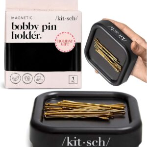 Kitsch Magnetic Bobby Pin Holder – Stylish Magnetic Organizer for Bobby Pins & Hair Clips, Compact Desk & Vanity Storage, Strong Hold, Travel-Friendly, Gift for Women – Black (1 Pc)