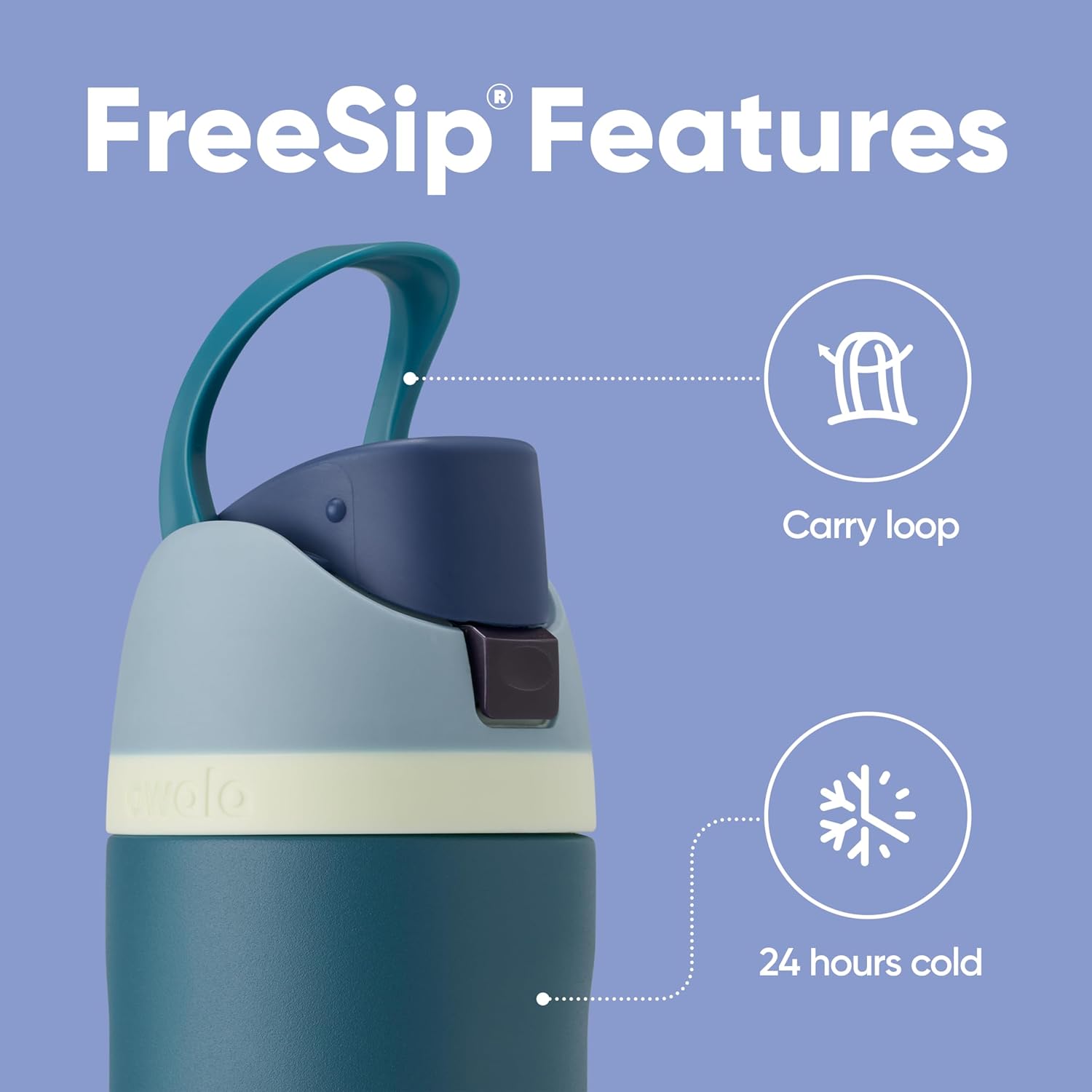 Owala FreeSip Insulated Stainless Steel Water Bottle with Straw, BPA-Free Sports Water Bottle, Great for Travel, 24 Oz, Denim - Image 3