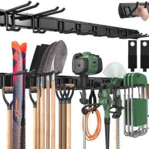 LBT 66” Heavy-Duty Garage Tool Organizer Wall Mount – 720 lb Capacity Garden & Yard Tool Storage Rack with Adjustable Hooks, Anti-Rust Metal Wall System for Garage, Shed & Workshop
