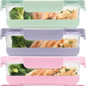 Ello Duraglass Refresh Meal Prep Containers, 10-Piece Set (5 x 3.4-Cup), Tempered Glass Food Storage with Silicone Sleeves and Airtight BPA-Free Lids, Microwave, Dishwasher & Freezer Safe – Dusk Delight